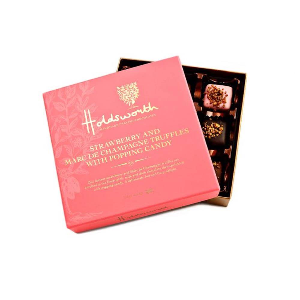 Holdsworth Strawberry and Marc de Champagne Truffles With Popping Candy 115g